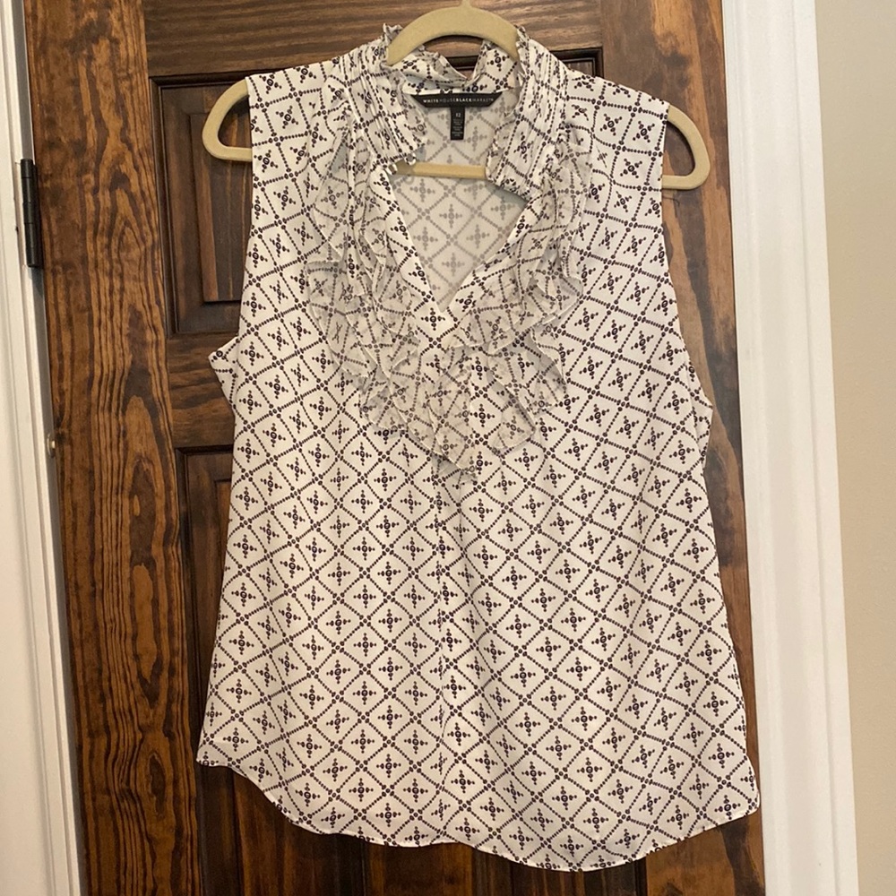 Flowy ruffled keyhole neckline mock neck blouse - lovely!
